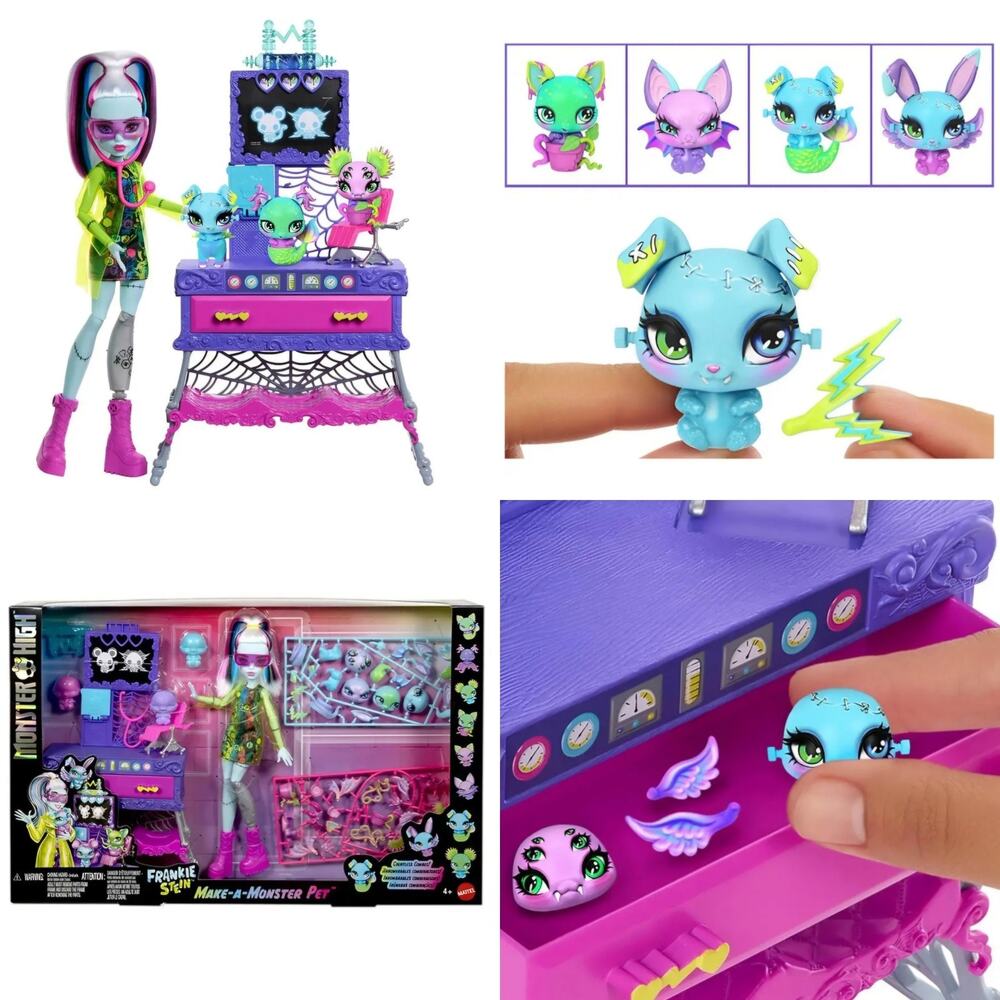 NEW Mattel Monster High Frankie Stein Make A Monster Pet Doll Playset